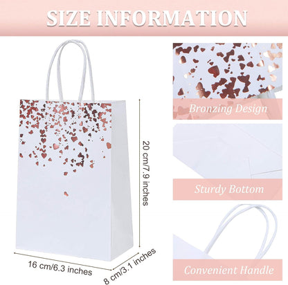 Cooraby 18 Pieces Rose Gold Bronzing Paper Bags Hen Party 6.3 x 3.1 x 8.6 Inch Bride Wedding Kraft Bags Birthday Gift Bag with Handle for Parties Celebrations (Color C)
