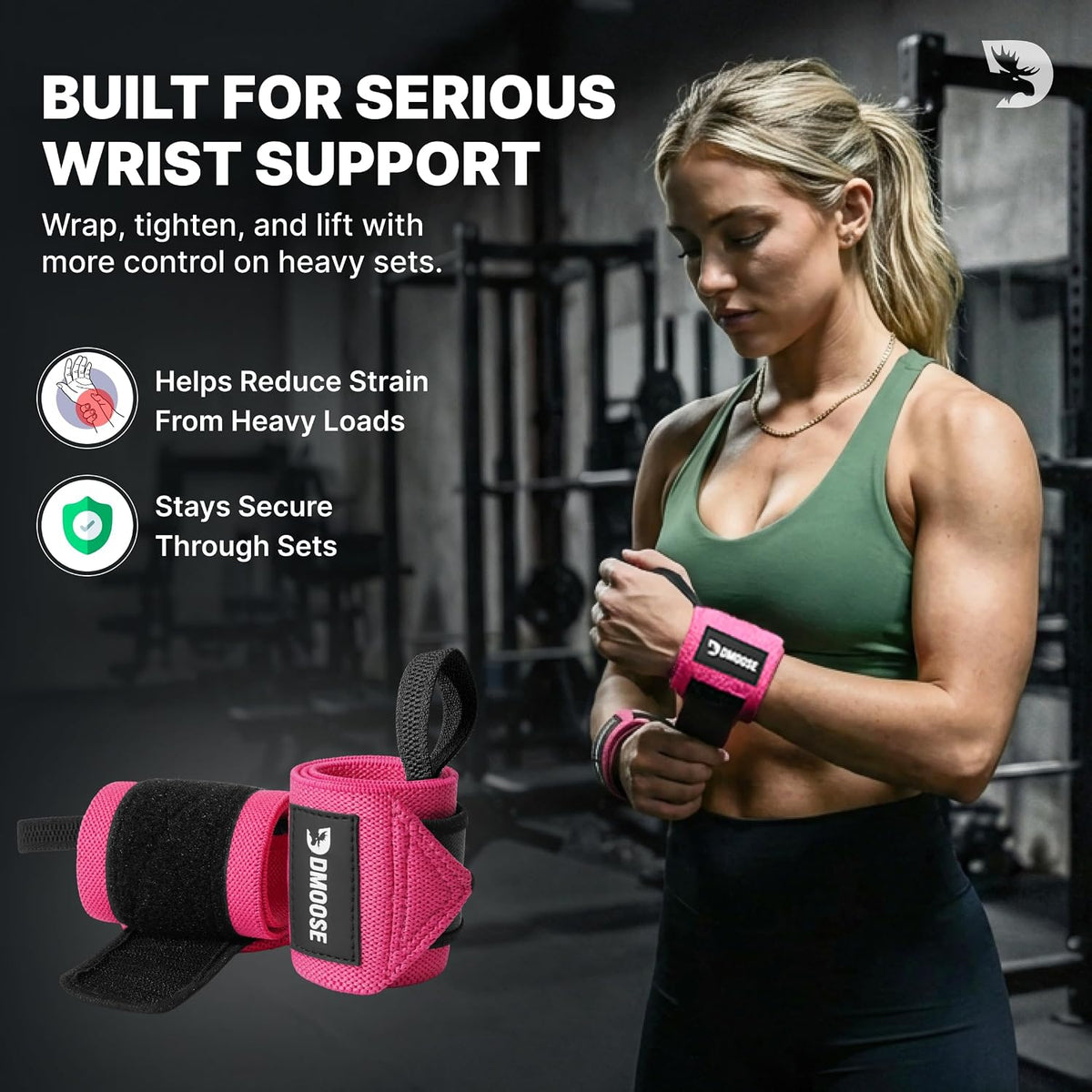 Wrist Wraps for Weightlifting 18" - Heavy Duty Gym Wrap with Hand Thumb Loop for Support & Pain Relief, USPA Approved Powerlifting, Weight Lifting Wrist Straps for Men & Women Work Out