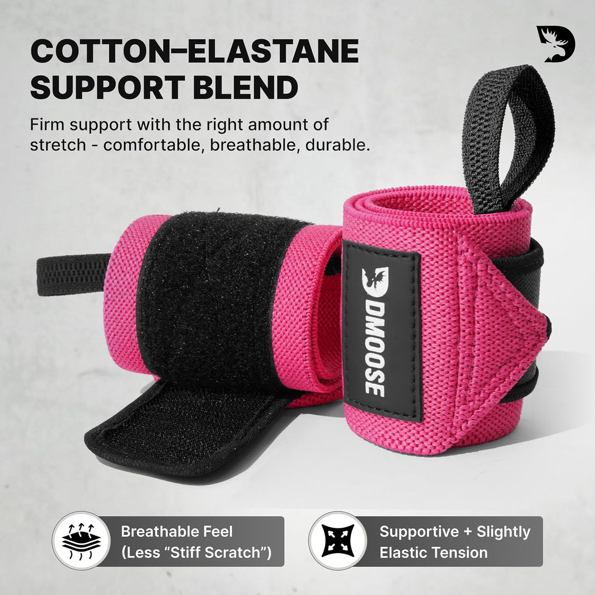 Wrist Wraps for Weightlifting 18" - Heavy Duty Gym Wrap with Hand Thumb Loop for Support & Pain Relief, USPA Approved Powerlifting, Weight Lifting Wrist Straps for Men & Women Work Out
