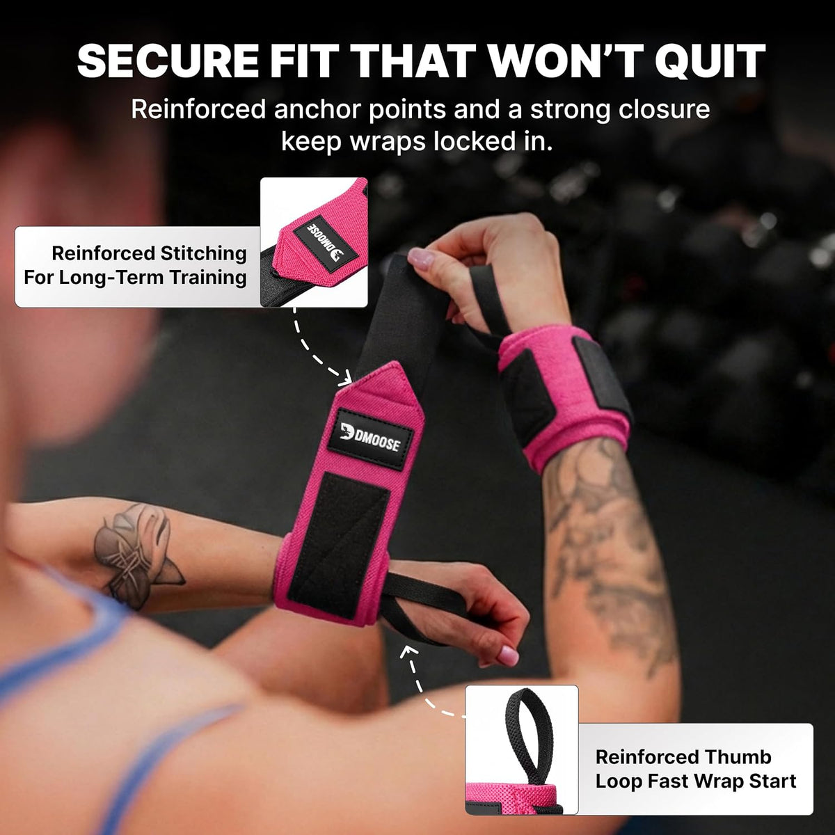 Wrist Wraps for Weightlifting 18" - Heavy Duty Gym Wrap with Hand Thumb Loop for Support & Pain Relief, USPA Approved Powerlifting, Weight Lifting Wrist Straps for Men & Women Work Out
