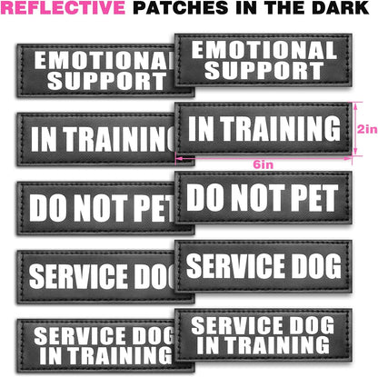 Service Dog Vest Harness for Medium Dog, Tactical Working MOLLE Vest with 10 Pet Patches, No Pull Heavy Duty Harness for Training Walking