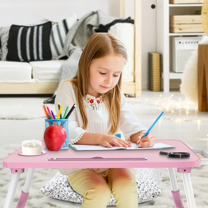 Multi-Function Laptop Bed Table with Storage Drawer and Cup Holder, Lap Desk Stand Tray for Eating, Reading and Working