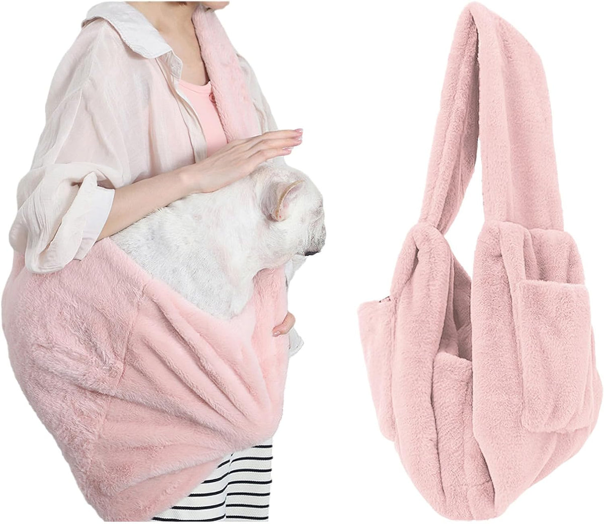 Cat Carrier Slings Soft Puppy Carrying Bag for Outdoor Travel Pet Boby Holder Hands Free for Small Dogs Kittens, Light Pink