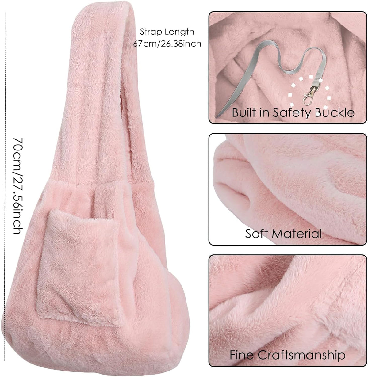 Cat Carrier Slings Soft Puppy Carrying Bag for Outdoor Travel Pet Boby Holder Hands Free for Small Dogs Kittens, Light Pink