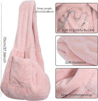 Cat Carrier Slings Soft Puppy Carrying Bag for Outdoor Travel Pet Boby Holder Hands Free for Small Dogs Kittens, Light Pink