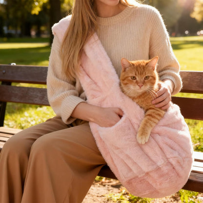 Cat Carrier Slings Soft Puppy Carrying Bag for Outdoor Travel Pet Boby Holder Hands Free for Small Dogs Kittens, Light Pink