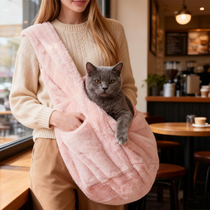 Cat Carrier Slings Soft Puppy Carrying Bag for Outdoor Travel Pet Boby Holder Hands Free for Small Dogs Kittens, Light Pink