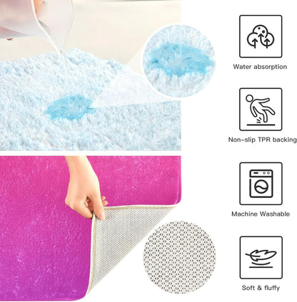 Plain Pink Solid Color Bathroom Rugs, Non Slip Dry Quickly Bath Mat, Absorbent Soft Bath Rugs for Bathroom, Toilet and Shower Floor