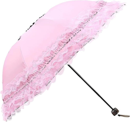 Princess Lace UV Protection Travel Umbrella UPF 50+ Foldable Compact Umbrella