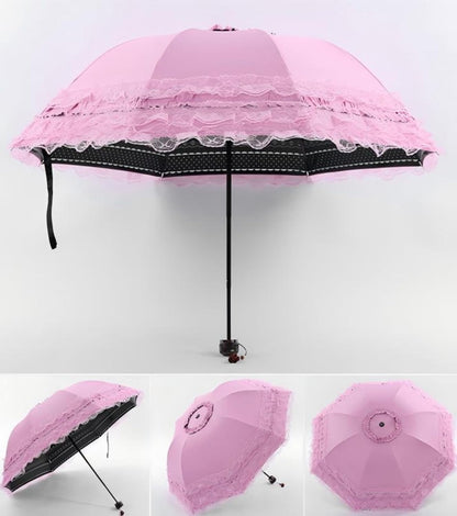 Princess Lace UV Protection Travel Umbrella UPF 50+ Foldable Compact Umbrella