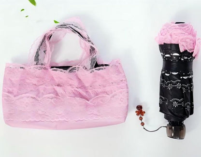Princess Lace UV Protection Travel Umbrella UPF 50+ Foldable Compact Umbrella