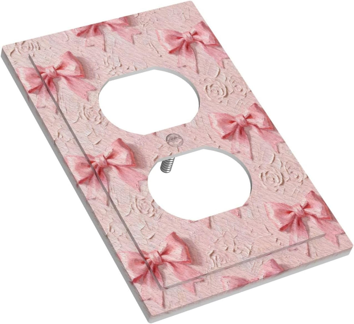 Decorative Outlet Covers Pink Bow 1 Gang Duplex Light Switch Cover Plate Unique Wall Plates for Electrical Outlets Switch Plate Covers for Girls' room Bedroom Home Decor