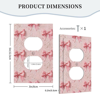 Decorative Outlet Covers Pink Bow 1 Gang Duplex Light Switch Cover Plate Unique Wall Plates for Electrical Outlets Switch Plate Covers for Girls' room Bedroom Home Decor