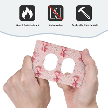 Decorative Outlet Covers Pink Bow 1 Gang Duplex Light Switch Cover Plate Unique Wall Plates for Electrical Outlets Switch Plate Covers for Girls' room Bedroom Home Decor