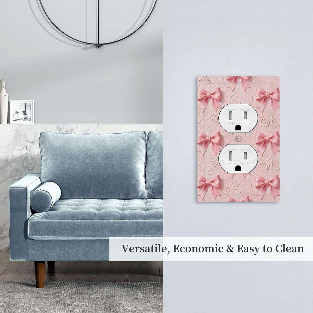 Decorative Outlet Covers Pink Bow 1 Gang Duplex Light Switch Cover Plate Unique Wall Plates for Electrical Outlets Switch Plate Covers for Girls' room Bedroom Home Decor