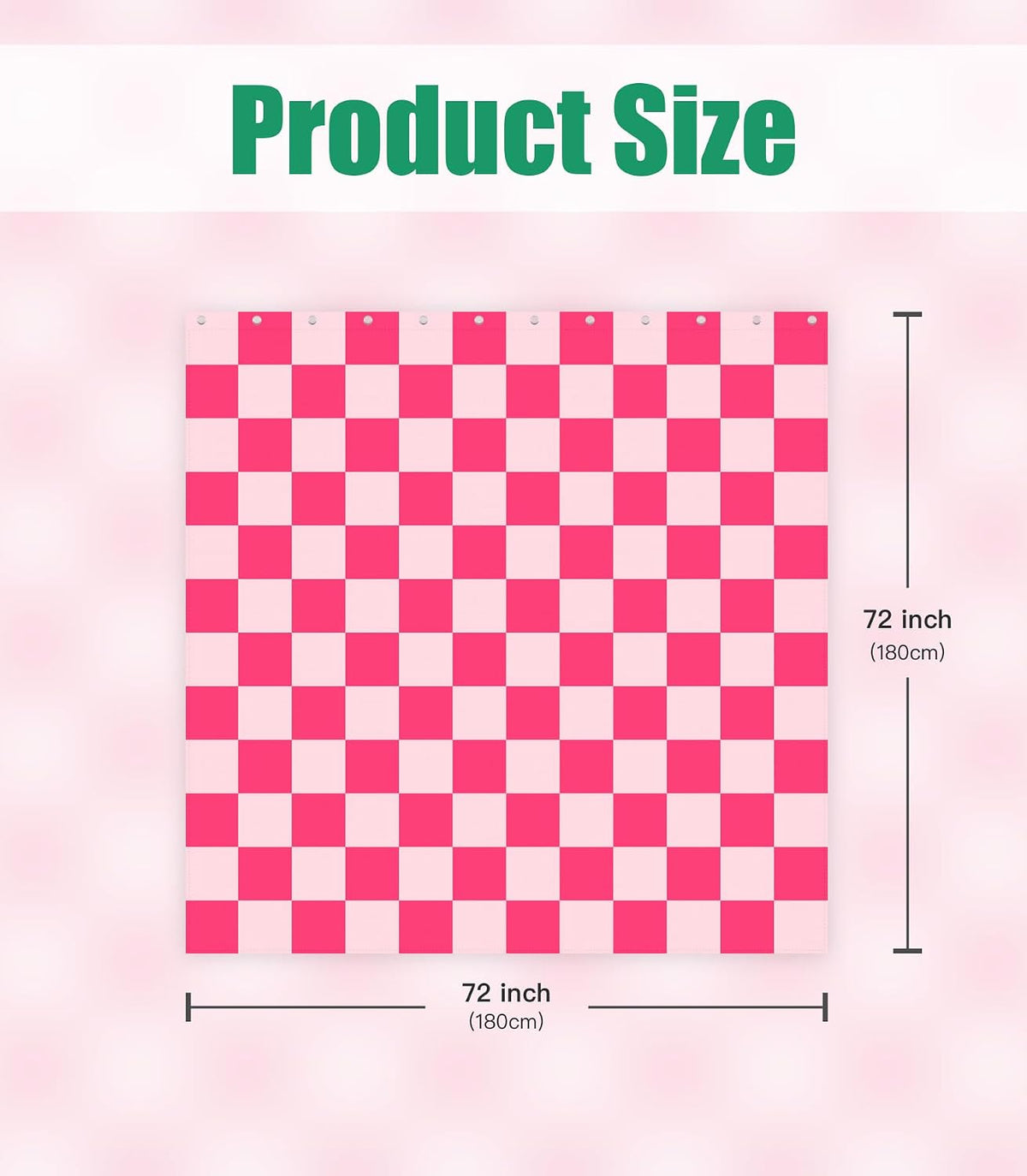 Bathroom Shower Curtain Cute Cortinas para Baño 72 x 72, Pink Plaid