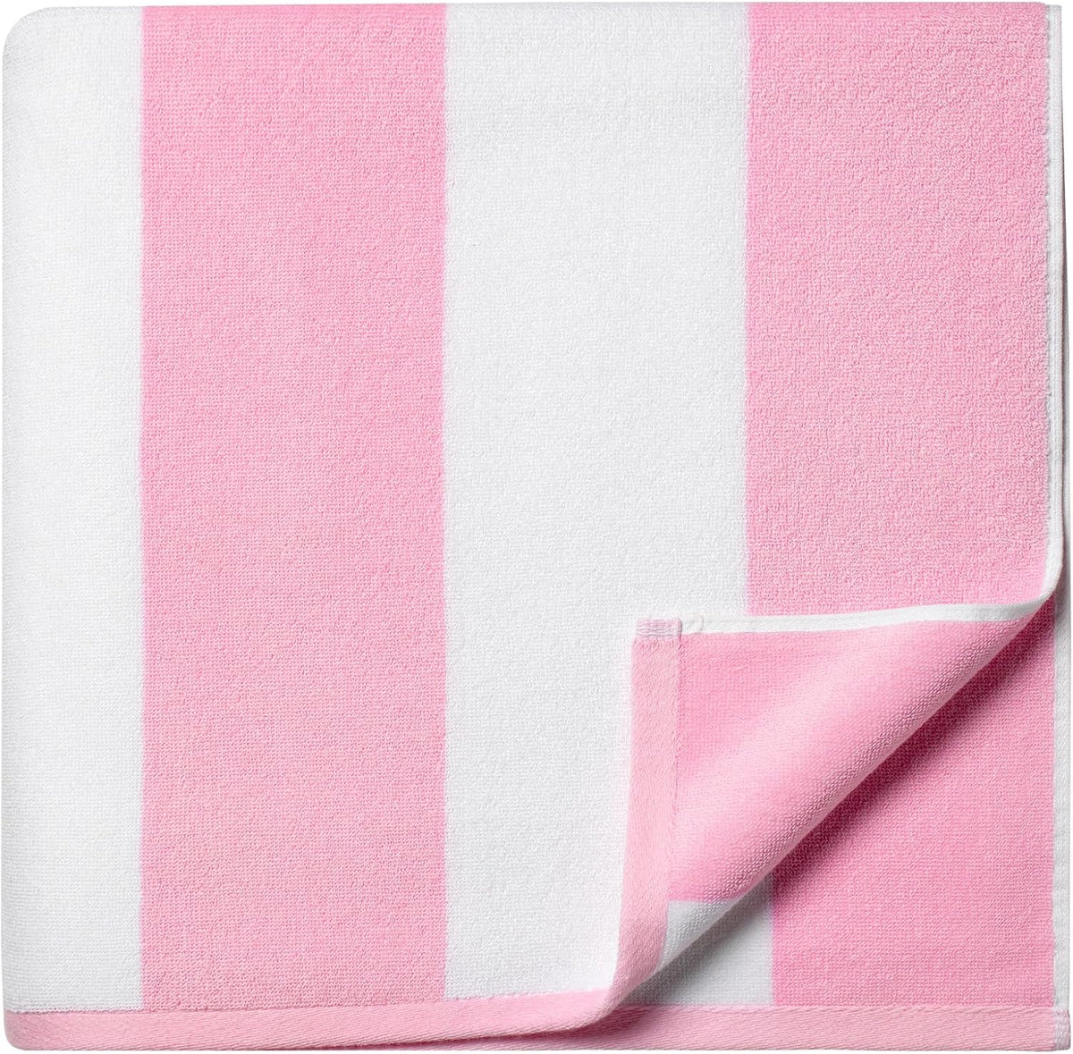 Cotton Oversized Beach Towel - 40 x70 Inch Extra Large Striped Pool Towel, Big Soft Terry Cloth Pink Cabana Swim Towel