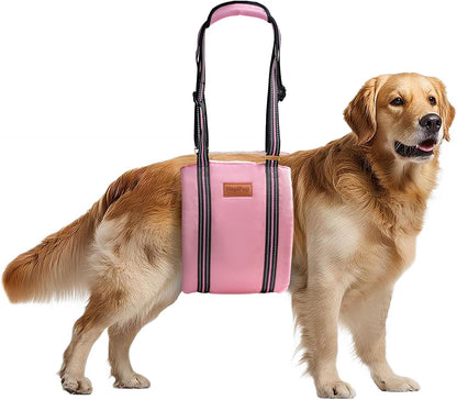 Dog Lift Harness for Large Dogs, Adjustable Comfortable Dog Sling with Handle, Knee & Rear Leg Support for Torn ACL Rehabilitation, Weak Rear Legs, Helps Senior, Disabled Canines(Pink,L)