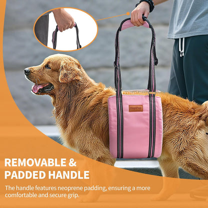 Dog Lift Harness for Large Dogs, Adjustable Comfortable Dog Sling with Handle, Knee & Rear Leg Support for Torn ACL Rehabilitation, Weak Rear Legs, Helps Senior, Disabled Canines(Pink,L)
