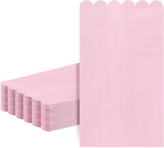36 Pcs Pink Napkins; 2-ply Light Pink Dinner Napkins; Scalloped Paper Napkin for Wedding, Dinner, Birthday, Bridal Shower, Valentines Party Supplies; Bathroom Napkin Guest Disposable