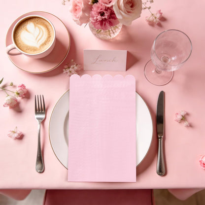 36 Pcs Pink Napkins; 2-ply Light Pink Dinner Napkins; Scalloped Paper Napkin for Wedding, Dinner, Birthday, Bridal Shower, Valentines Party Supplies; Bathroom Napkin Guest Disposable