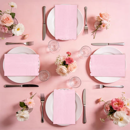 36 Pcs Pink Napkins; 2-ply Light Pink Dinner Napkins; Scalloped Paper Napkin for Wedding, Dinner, Birthday, Bridal Shower, Valentines Party Supplies; Bathroom Napkin Guest Disposable