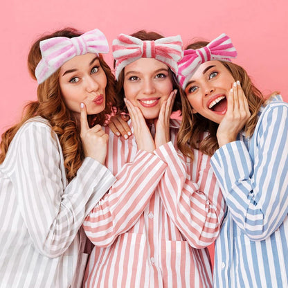 12Pcs Spa Sleepover Party Supplies - 6 Pink Spa Headbands & 6 Fuzzy Socks for Slumber Party Gifts