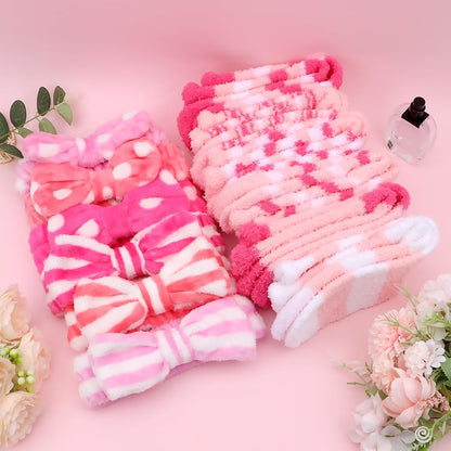 12Pcs Spa Sleepover Party Supplies - 6 Pink Spa Headbands & 6 Fuzzy Socks for Slumber Party Gifts