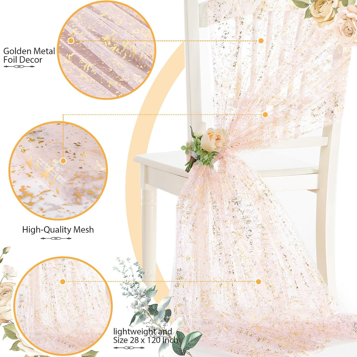 Light Pink Sheer Tulle Table Runner 120 Inch/10 Ft Long