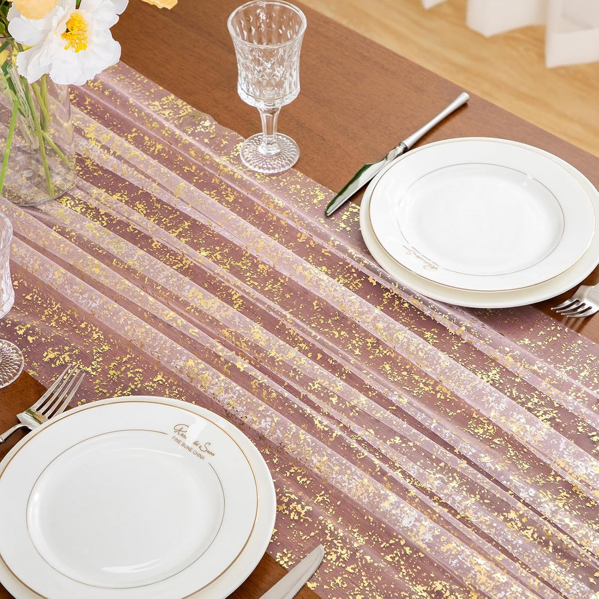 Light Pink Sheer Tulle Table Runner 120 Inch/10 Ft Long