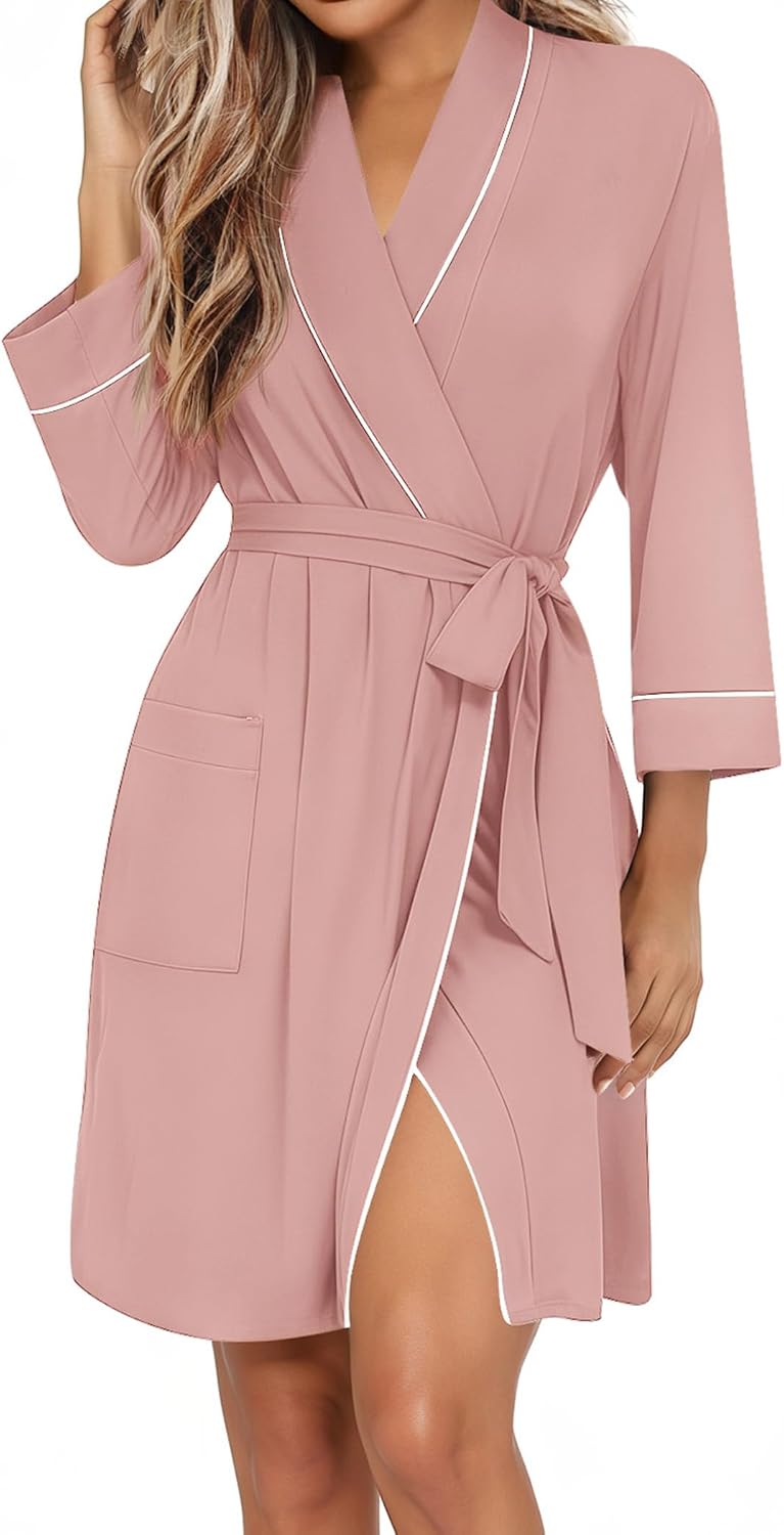 Women Robes Bathrobe Short Kimono Robe Soft Bathrobes with Pockets
