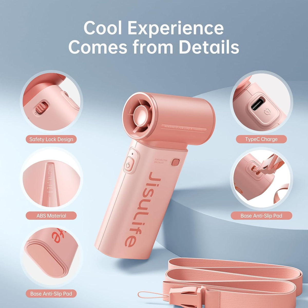 JISULIFE Portable Handheld Fan Life9, Turbo Airflow, Up to 18H Runtime