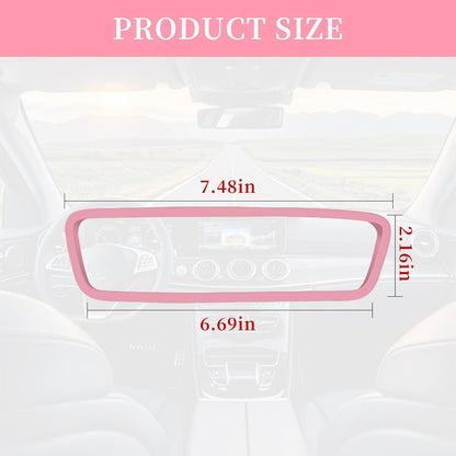 Car Rear View Mirror Protector Frame, Silicone Auto Rearview Edge Protection Cover Compatible with Model 3 Model Y, Interior Rear View Trim Frame Decoration, Car Accessories (Pink)