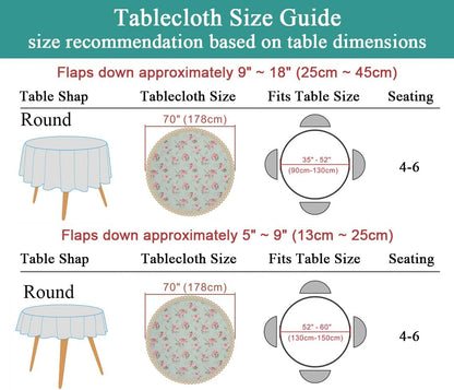 Floral Print Round Tablecloth, Light Green & Pink, 70 Inch