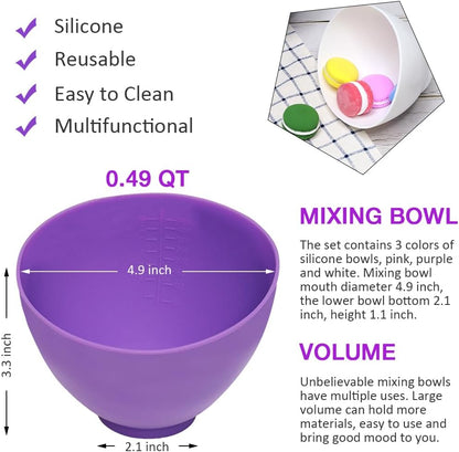 Silicone Mixing Bowl for Melting Chocolate, 6PCS