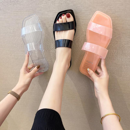 Women's Clear Sandals Transparent Flat Sandals Dressy Summer Open Toe Beach Sandals