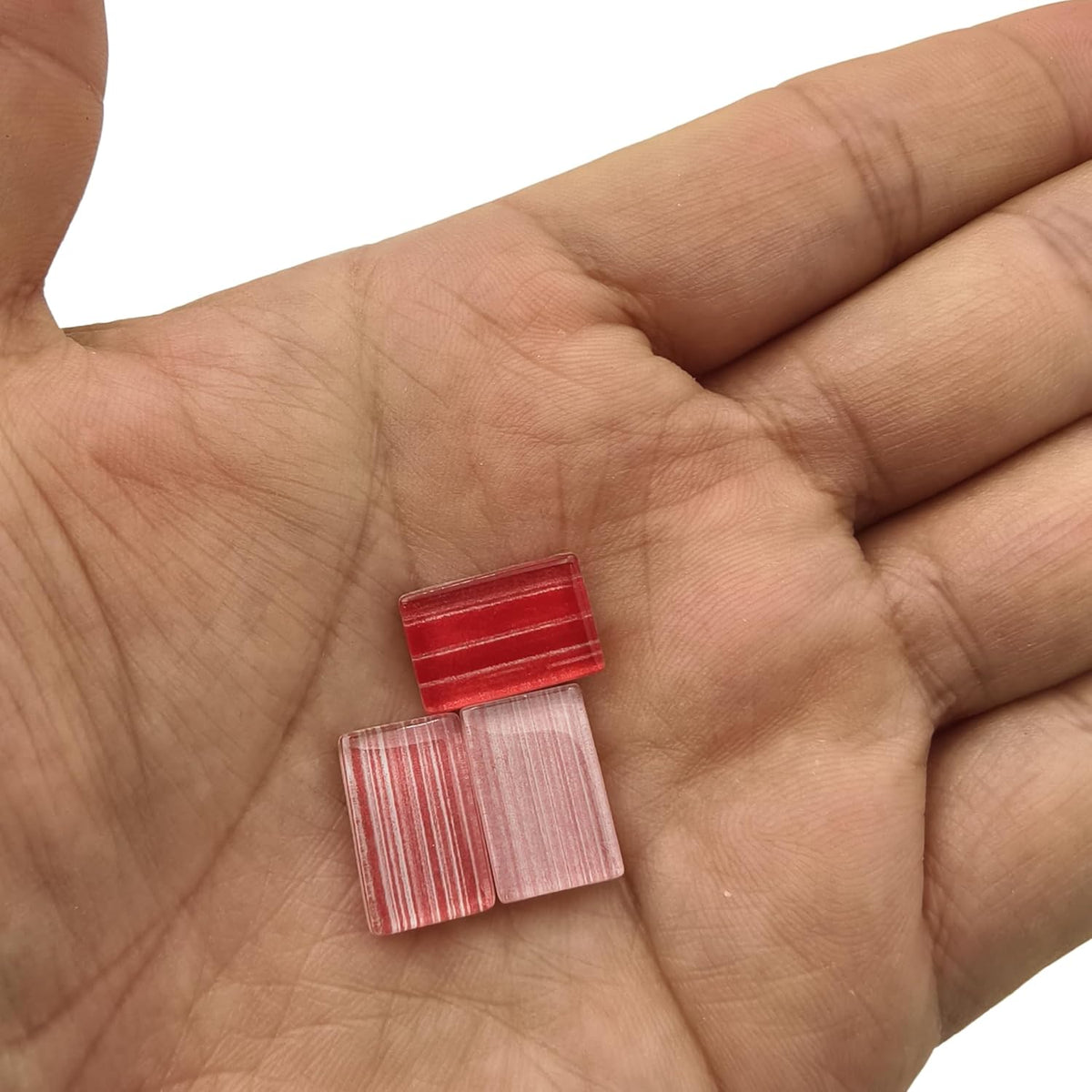 Mosaic Stained Glass Strips DIY for Crafts, 200g（0.44lb） Clear Mosaic Pieces Stain Glass Crafts DIY Mosaic Tiles Hobbies Art Crafts Material (Mix Pink Red, 0.4“ x 0.59")