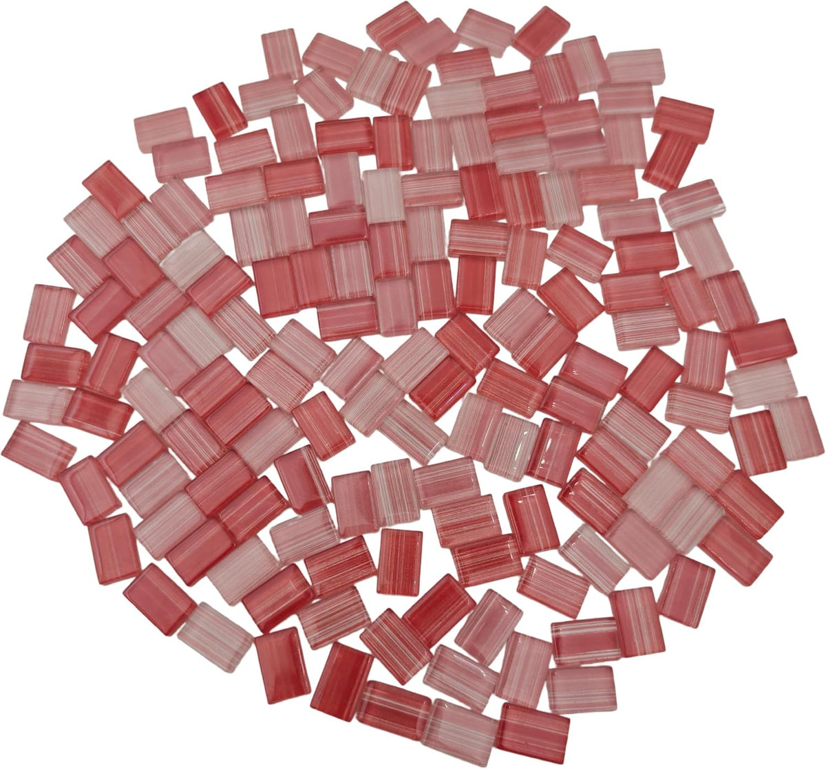Mosaic Stained Glass Strips DIY for Crafts, 200g（0.44lb） Clear Mosaic Pieces Stain Glass Crafts DIY Mosaic Tiles Hobbies Art Crafts Material (Mix Pink Red, 0.4“ x 0.59")