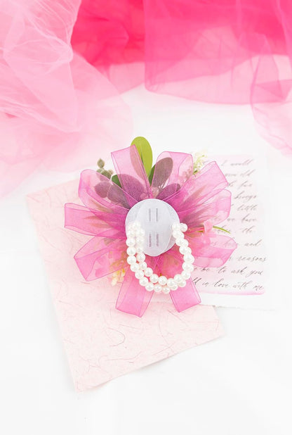 Pink Corsage and Boutonniere Set Girl Prom Corsage Wristlet