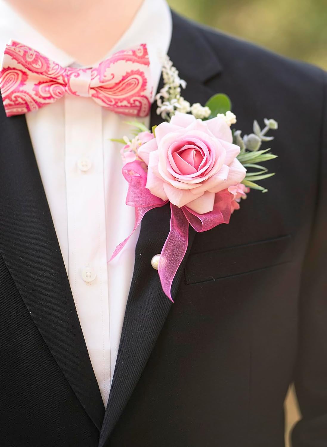 Pink Corsage and Boutonniere Set Girl Prom Corsage Wristlet