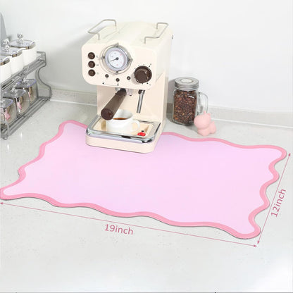 Pink Scalloped Coffee Mat 12" x 19" Coffee Bar Accessories