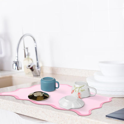 Pink Scalloped Coffee Mat 12" x 19" Coffee Bar Accessories