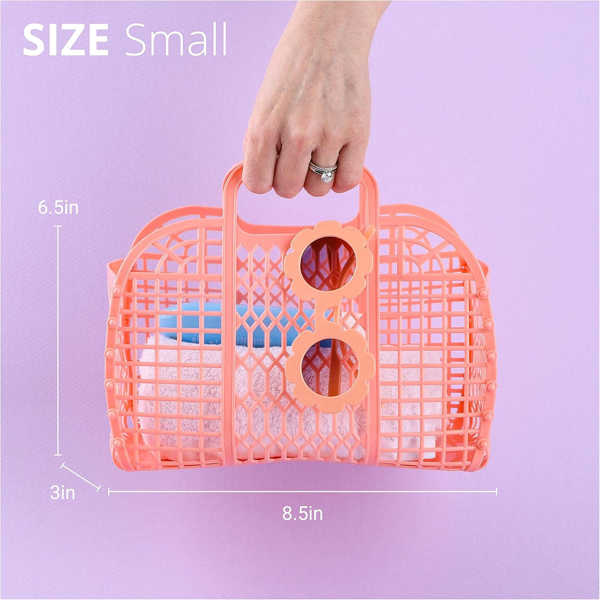 Jelly Bags - (Set) Small and Large Mother Daughter Jelly Totes | Reusable Gift Basket, Beach Bags - (Small, Large) - Peach