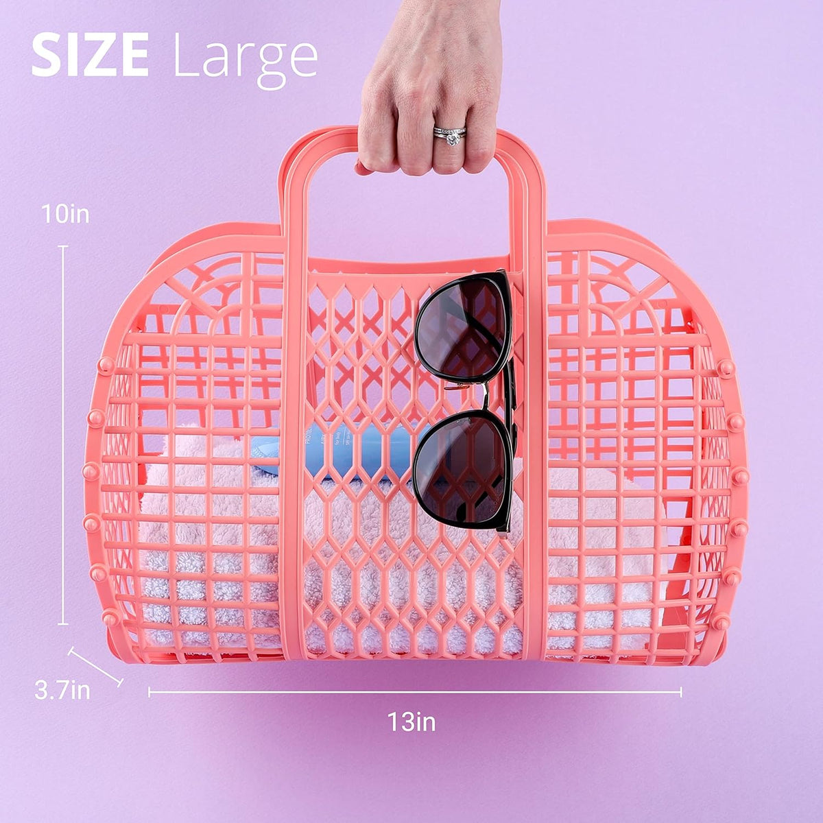 Jelly Bags - (Set) Small and Large Mother Daughter Jelly Totes | Reusable Gift Basket, Beach Bags - (Small, Large) - Peach