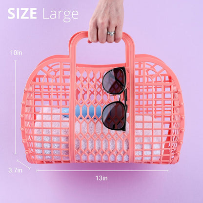 Jelly Bags - (Set) Small and Large Mother Daughter Jelly Totes | Reusable Gift Basket, Beach Bags - (Small, Large) - Peach