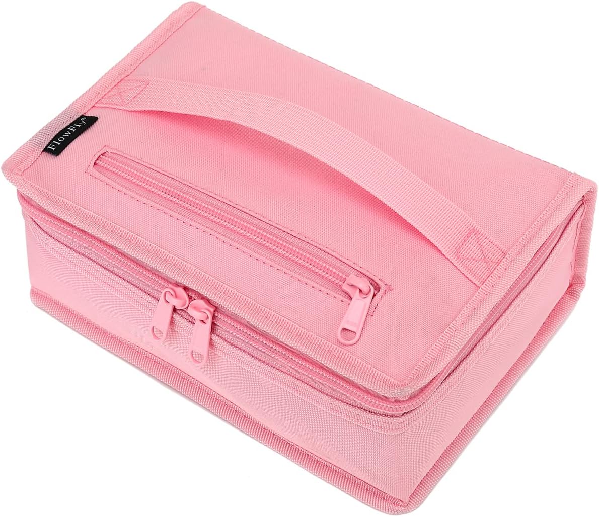 Small Insulated Lunch box Portable Soft Bag Mini Cooler Thermal Meal Tote Kit with Handle for Work & School, Pink