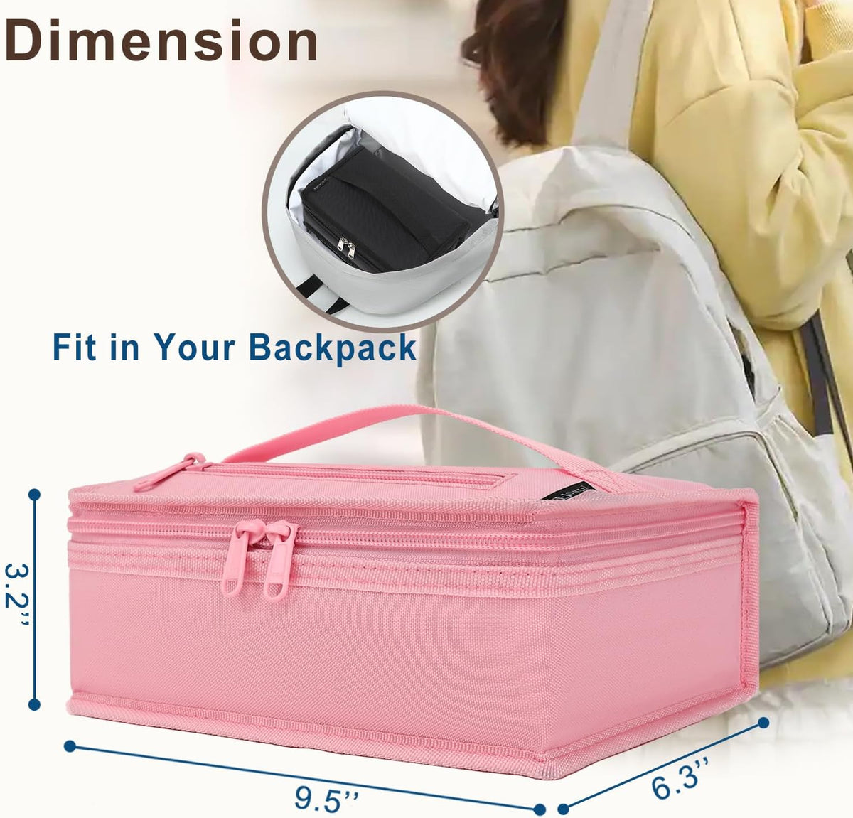 Small Insulated Lunch box Portable Soft Bag Mini Cooler Thermal Meal Tote Kit with Handle for Work & School, Pink