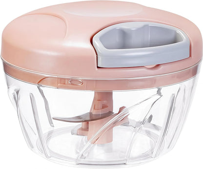 ‌Manual Food Processor Vegetable Chopper, Portable Hand Pull String Garlic Mincer Onion Cutter for Veggies, Suitable for Vegetables, Ginger, Garlic, Fruits, Onion, Potato, Salad (Pink 500 ml)‌