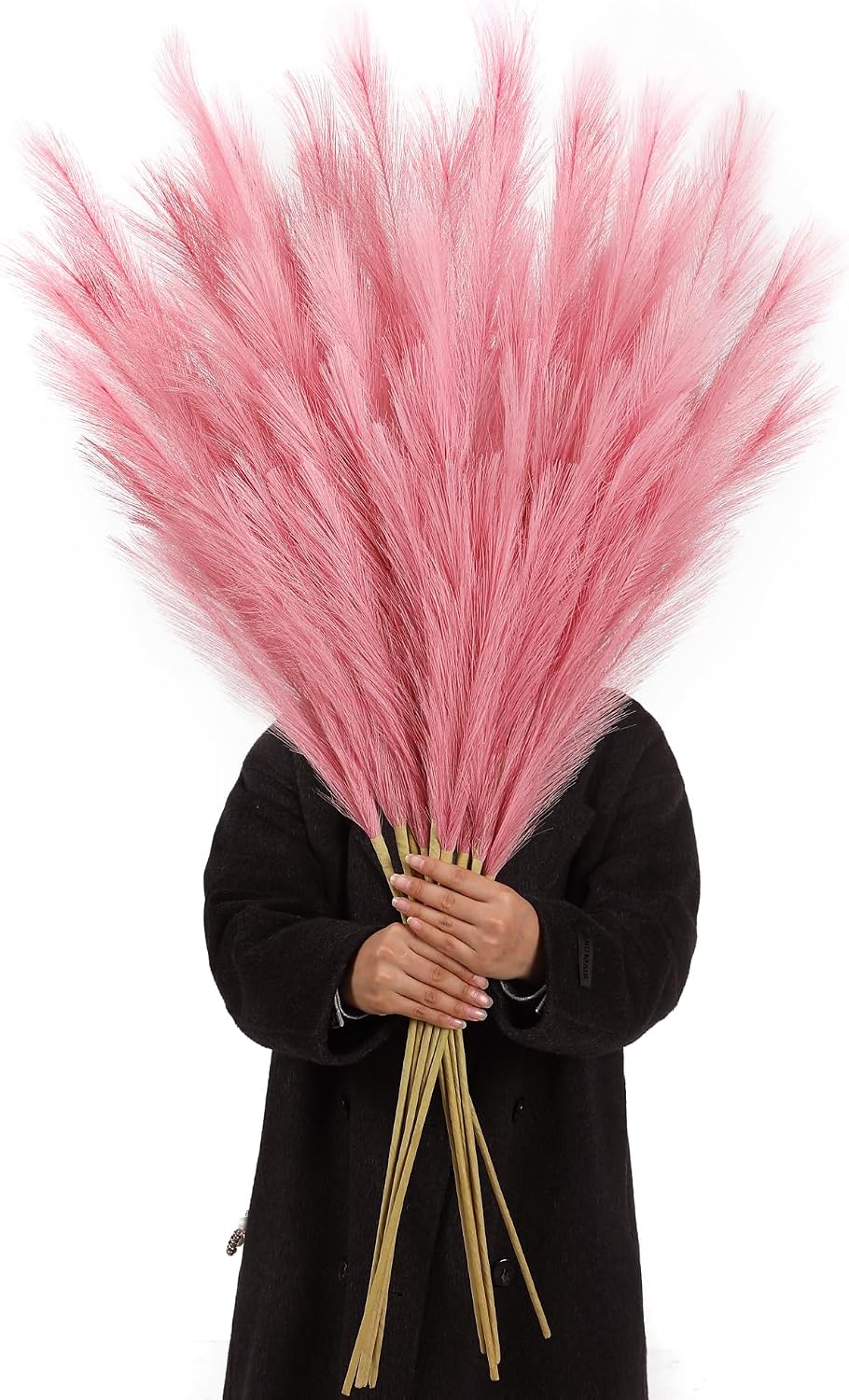 Dark Pink Pampas Grass, 8 Pcs 45 Inch Tall Large Faux Pompous