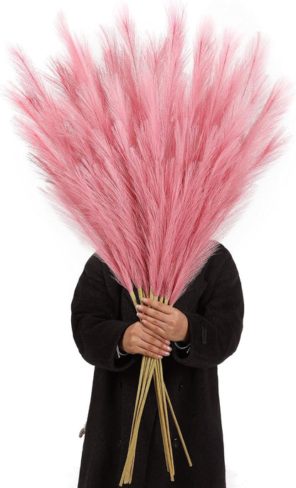 Dark Pink Pampas Grass, 8 Pcs 45 Inch Tall Large Faux Pompous